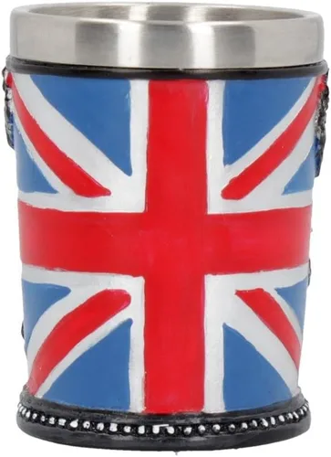 Vista 4 de Nemesis Now B4126M8 Iron Maiden Shot Glass 2.8 in Azul, Resina con Inserto de Acero Inoxidable