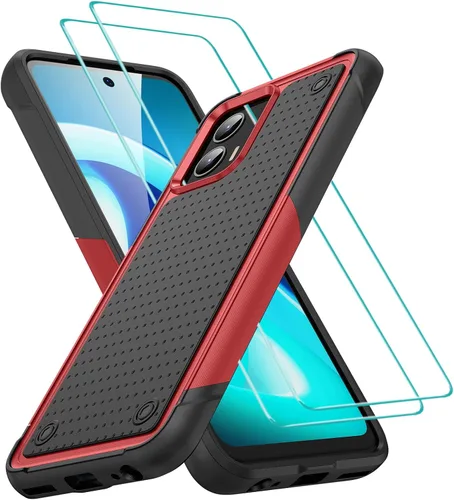 Vista 16 de Jeylly Funda para Motorola G Power 5G (2023) con 2PCS protectores de pantalla de vidrio, protección resistente de plástico duro+parachoques
