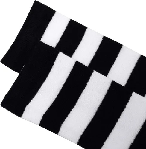 Vista 6 de Ayliss Calcetines a rayas por encima de la rodilla para muslo, calcetines largos para mujer, disfraz de cosplay y niñas, uso diario