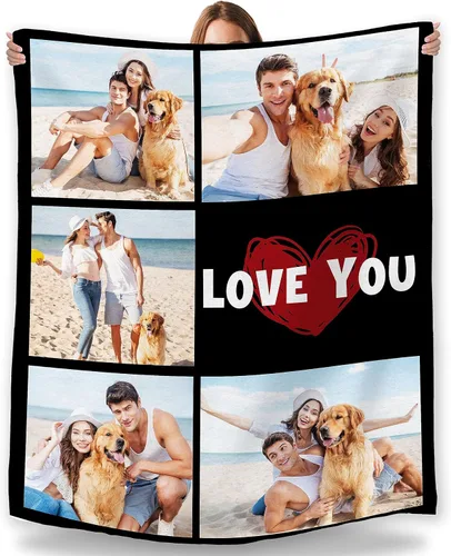 Vista 14 de Artsadd Manta personalizada con fotos, nombre, fotos personalizadas, regalos personalizados para adultos, mamá, papá, hija, bebé, mejor amigo