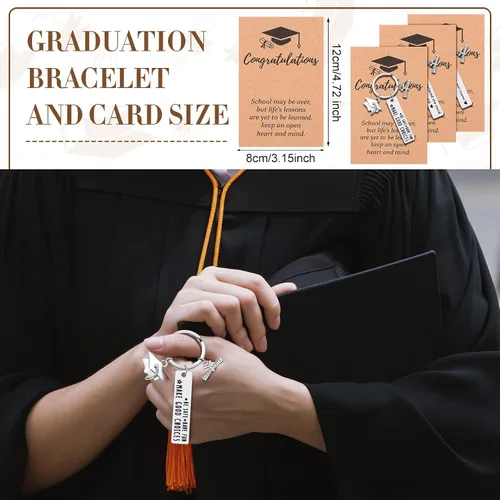 Vista 2 de Cunno 12 llaveros de regalo de graduación, 6 llaveros de graduación de clase de 2023 y 6 tarjetas inspiradoras, regalo de graduación para personas