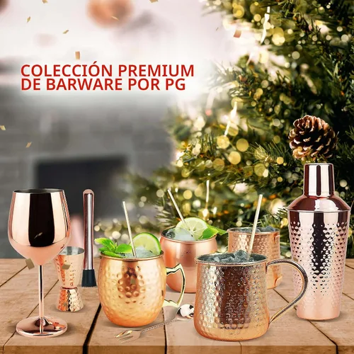 Vista 7 de PG Moscow Mule Tazas – Tamaño grande 19 onzas – Juego de 2 tazas martilladas – Forro de acero inoxidable – Chapado en cobre puro – Mango de latón