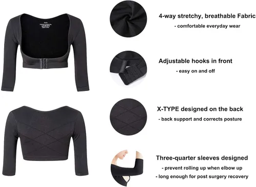 Vista 5 de KSKshape Moldeador de brazo para mujer, mangas de compresión postquirúrgicas, adelgazantes, corrector de postura
