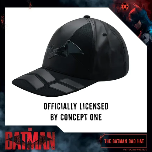 Vista 4 de Concept One The Batman Dad - Gorra de béisbol para adultos con diseño de armadura con ala plana, color negro, talla única, Negro