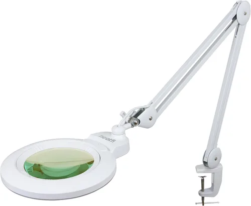 Vista 10 de Neatfi XL lupa LED bifocal, lente acrílica de 7 pulgadas, aumento 5D/20D, manos libres, luz regulable, 168 LEDs SMD, brazo ajustable