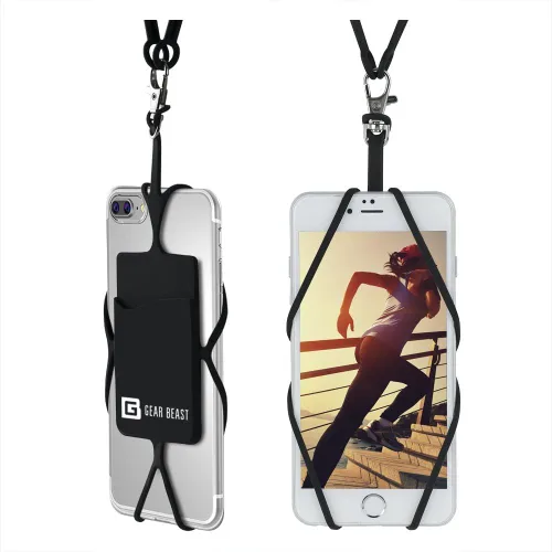 Vista 10 de Gear Beast - Correa universal para teléfono celular compatible con iPhone, Galaxy y la mayoría de teléfonos inteligentes, incluye soporte para Negro