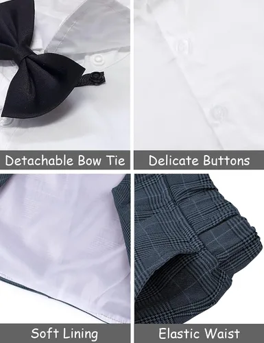 Vista 103 de A&J DESIGN Conjunto de traje de caballero para niños pequeños, 3 piezas, camisas, chaleco y pantalones