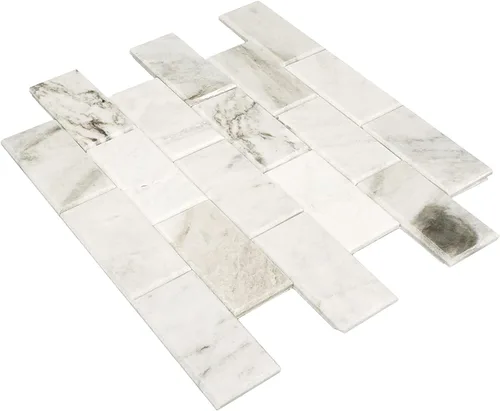Vista 2 de Daltile SimplyStick Mosaix - Mosaico biselado de piedra natural de mármol de 2 x 4 pulgadas en blanco Daphne para paredes y salpicaduras