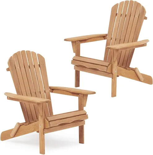 Vista 12 de Juego de 2 sillas Adirondack de madera para exteriores, sillas plegables para jardín, césped, patio, piscina, color gris S4-gris