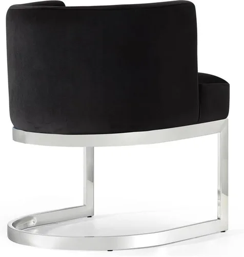 Vista 4 de Home Square Juego de 2 sillas de comedor tapizadas de terciopelo con base de metal plateado en forma de U en color negro