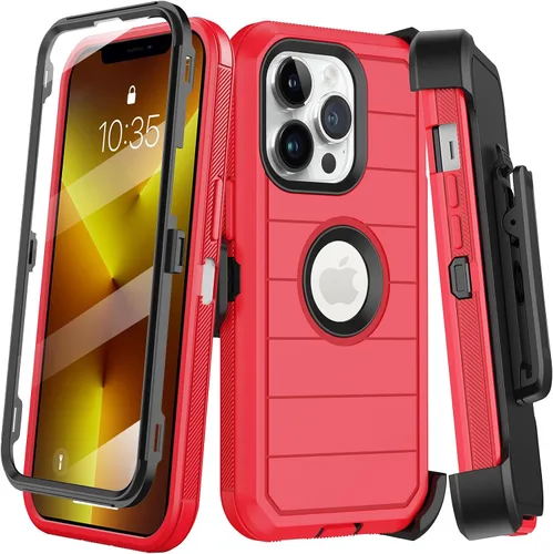 Vista 22 de KECAI Funda para iPhone 13 Mini con Protector de Pantalla Integrado, Funda con Clip para Cinturón, Resistente de Servicio Pesado a Prueba de Golpes