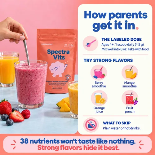 Vista 4 de JoySpring Spectra Vits Kids Multivitamínico en polvo para comedores