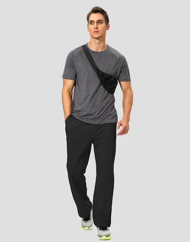 Vista 7 de Pudolla Pantalones deportivos de yoga de algodón para hombre, pantalones deportivos de descanso con parte inferior abierta, pantalones casuales