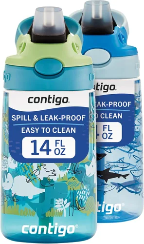 Vista 28 de Contigo Aubrey - Botella de agua para niños, paquete de 2, 20 onzas, azalea/jade y frambuesa azul. Azalea, tapa a prueba de derrames, apta