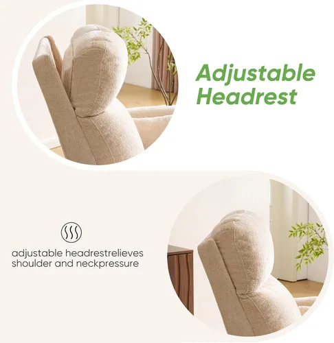 Vista 6 de Sillón reclinable eléctrico de gran tamaño con masaje y calor, sillón reclinable giratorio con reposacabezas ajustable, silla reclinable planeadora
