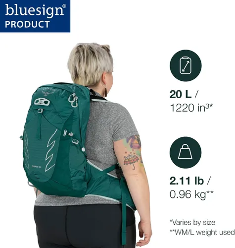 Vista 2 de Osprey Mochila de senderismo Tempest para mujer, verde, (Jasper Green), Mochila de senderismo Tempest