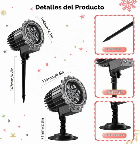 Vista 8 de Proyector de luces de Navidad para exteriores, proyector de luz de Navidad dinámico 3D luces de Navidad para exteriores, iluminación decorativa