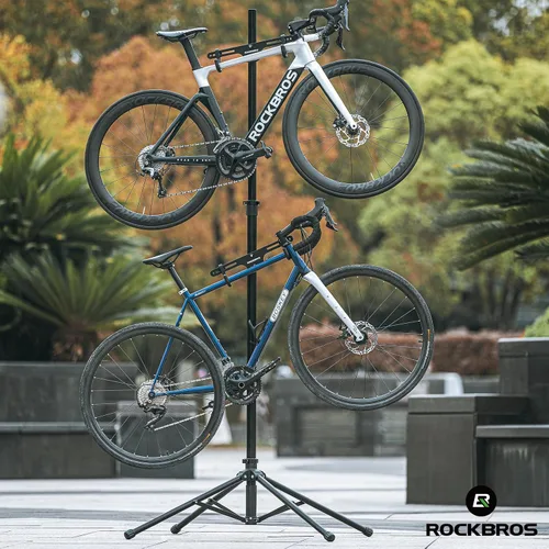 Vista 7 de ROCKBROS 2 soportes de almacenamiento de bicicletas para interiores, ajustable, para pared, vertical, 68.11-110.2 pulgadas, para carretera, MTB e