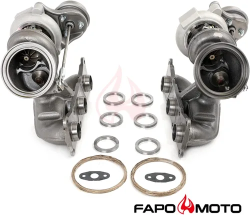 Vista 3 de FAPO MOTO 700HP Twin Turbos TD04 17T compatible con BMW N54 535i 135i Z4 X6 740i E60 E61 E82 E88 E89 F71 F01 F02 2008-2010 3.0L Actualización Billet