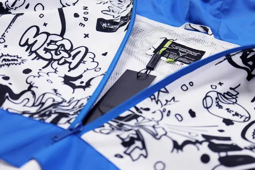Vista 2 de SCREENSHOTBRAND Lightweight Hooded Water Resistant Windbreaker - Zip-up Fashion Map Print Rain Jacket