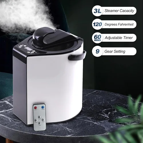 Vista 4 de Vaporizador de sauna, generador de vapor portátil, vaporizador de acero inoxidable de 3L para olla de sauna, sauna inteligente con botón táctil