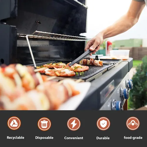 Vista 4 de Accesorios para plancha compatibles con Blackstone Griddle – Forros desechables de papel de aluminio para recogedor de grasa para Blackstone 17, 22