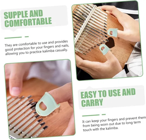 Vista 7 de Kisangel 2 pares de púas de pulgar para guitarra Kalimba, protector de guitarra para principiantes