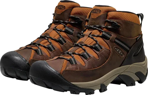 Vista 2 de KEEN Targhee 2 Mid - Botas de senderismo impermeables de altura media para hombre Bisonte/Nuez Asada