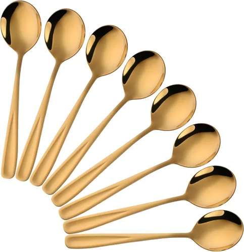 Vista 10 de 8-Piece Stainless Steel Table Spoons, 7 Inch Soup Spoons for Cereal, Dessert, Soup, Coffee & Tea(black）