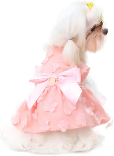 Vista 7 de Laifug Vestido para Perro Cachorro con Estampado Princesa Vestido para Perro Lindo para Fiestas (Rosa, XS)
