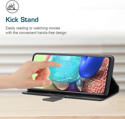 Vista 7 de Funda compatible con Samsung Galaxy A0e, compatible con Samsung Galaxy A0e de piel sintética, ranura para tarjeta, cierre magnético, función atril