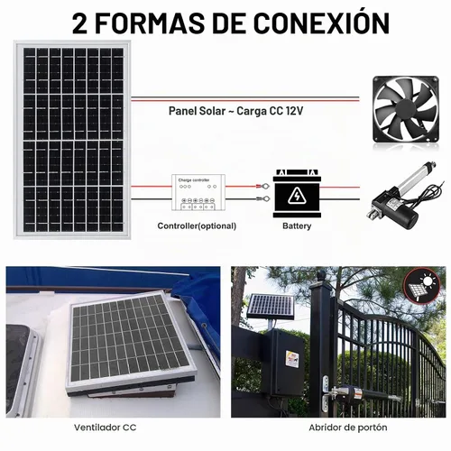 Vista 4 de ECO-WORTHY Cargador de batería de panel solar de 10 W portátil para cargar batería de 12 V o abridor de puerta de vehículo, valla eléctrica