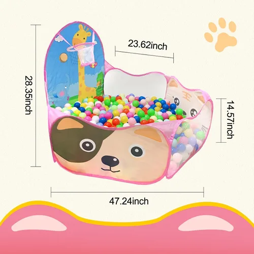 Vista 2 de Piscina de pelotas para niños, tienda de campaña desplegable para niños, piscina de pelotas para niños pequeños, corralito de juegos con aro