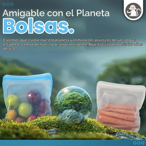 Vista 9 de Albino Monkey XXL - Bolsa de silicona para congelador para hielo y sopa, 1 Azul