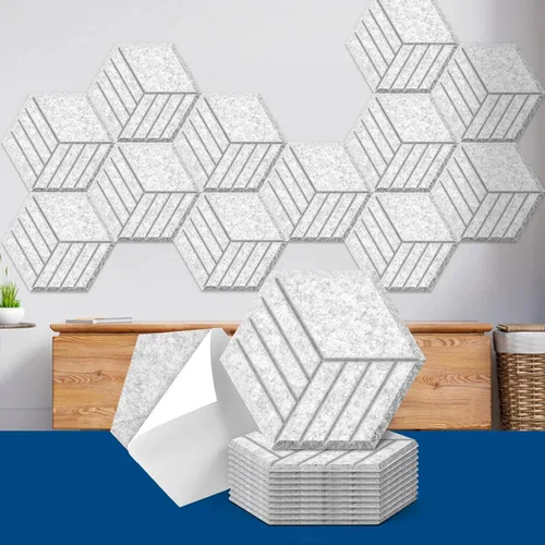 Vista 8 de Art3dwallpanels Paquete de 20 paneles acústicos autoadhesivos, paneles de pared insonorizados de 14 x 12 x 0.4 pulgadas, paneles de absorción