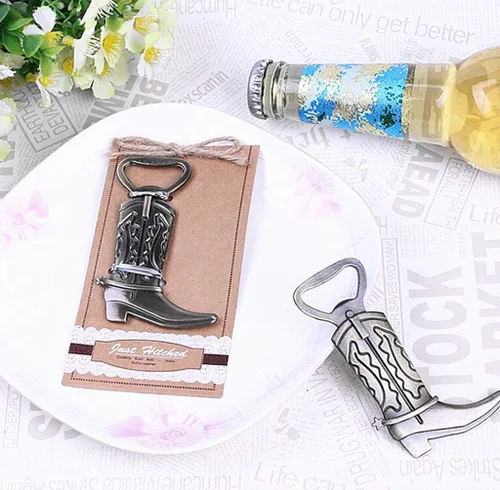 Vista 5 de Abridor de botellas para botas de vaquero para recuerdos de fiesta de boda (12 unidades, tono bronce)