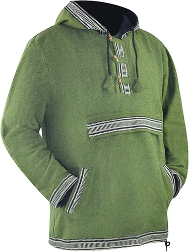 Vista 5 de virblatt - Baja Sudadera con capucha 100% algodón Drug Rug Sudadera con capucha para hombre azteca con capucha