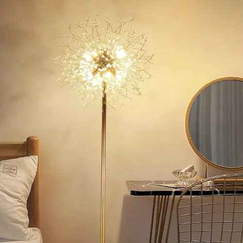 Vista 8 de Lámpara de pie de cristal de 69 pulgadas, lámpara de pie moderna con cristal K9, lámpara de pie LED con interruptor de pie de encendido/apagado