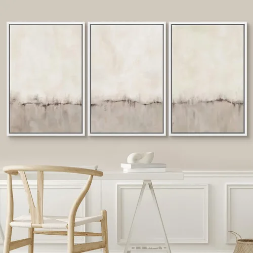 Vista 408 de SIGNWIN Lienzo enmarcado para pared, juego de arte pastel con cadena montañosa, bosque, niebla, naturaleza silvestre, ilustraciones modernas, arte