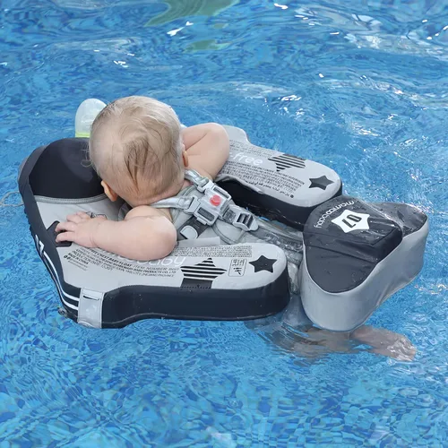 Vista 6 de Mambobaby Flotador con toldo para añadir cola para bebé, avión, no inflable, flotador sólido para piscina para bebé, entrenador de natación
