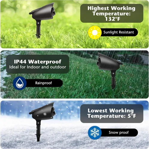 Vista 3 de Goplus Proyector de luces de Navidad al aire libre, lámpara de proyección LED de Papá Noel en trineo con ángulo ajustable de 65°, estaca de césped