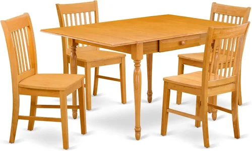 Vista 17 de East West Furniture MZNO3-BCH-W Juego de mesa de comedor de 3 piezas para espacios pequeños contiene una mesa de comedor rectangular con gotas y 2