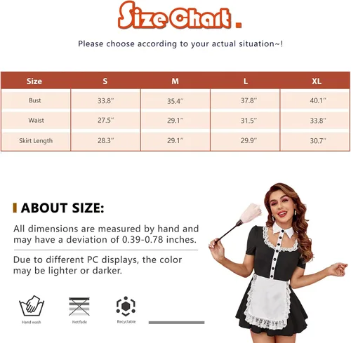 Vista 6 de Women's Sexy French Maid Costume Lace Maid Outfit Naughty Cosplay Fancy Dress