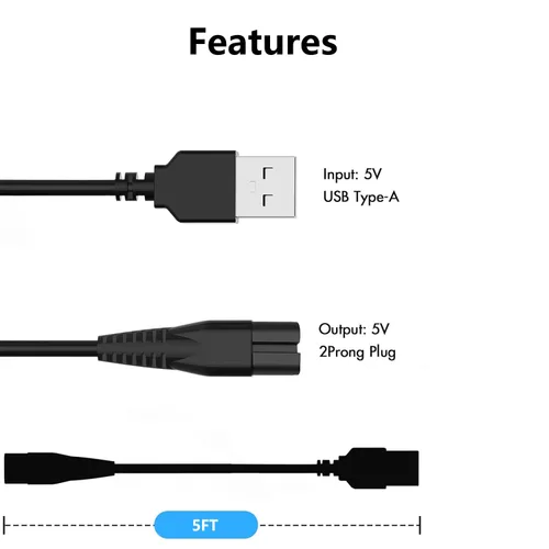 Vista 2 de Para AMULISS - Cable de carga para recortadora de cabello compatible con AMULISS