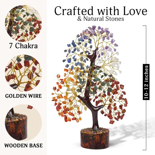 Vista 2 de FASHIONZAADI Árbol de la vida de 7 chakras, cristales y piedras curativas, regalos de cumpleaños para mujeres, árbol de cristal para energía