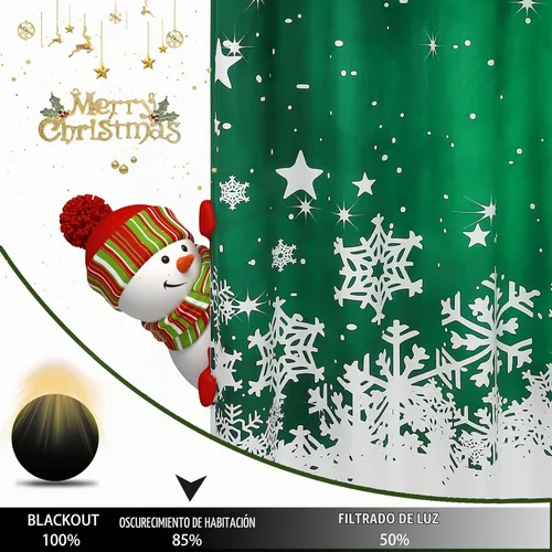 Vista 4 de CAROMIO, cortinas de Navidad para sala de estar, juego de 2 paneles, cortinas largas de terciopelo de 63 pulgadas, cortinas decorativas con copos
