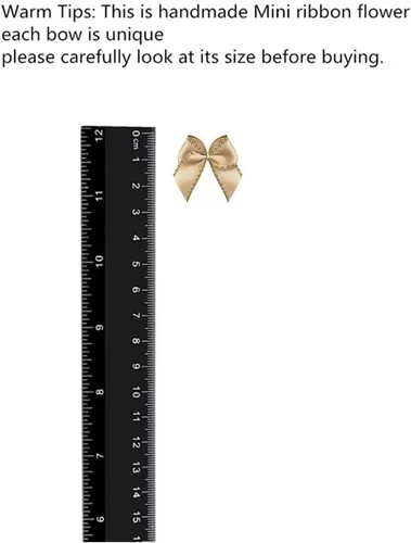 Vista 3 de VIVIQUEN 50 mini lazos de satén de cinta de flores de 0.984 in x 1.024 in, apliques de bricolaje para costura, álbumes de recortes, boda, regalo