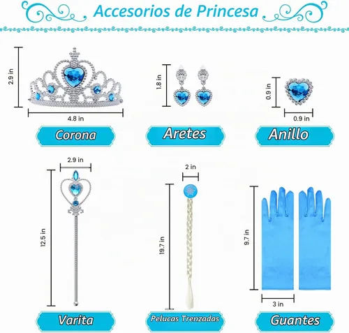 Vista 4 de URAQT Princess Dress Costume for Girls Deluxe Fancy Dress Up Birthday Cosplay Costume with Crown Wand Accessories