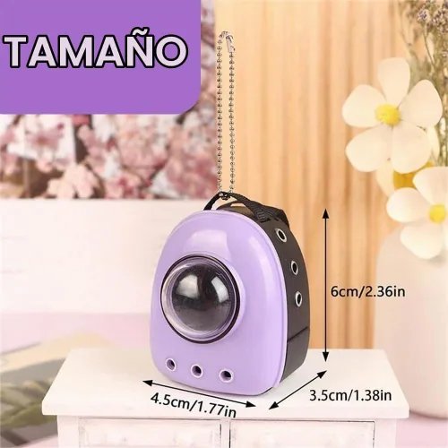 Vista 7 de Mochila de muñeca para Labubu, mini mochila llavero para disfraz de Labubu, lindas bolsas de muñeca para accesorios Labubu Negro