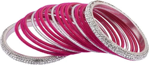 Vista 5 de Efulgenz Boho Antique Oxidized Indian Jewelry Tribal Crystal Velvet Bracelet Bangle Set